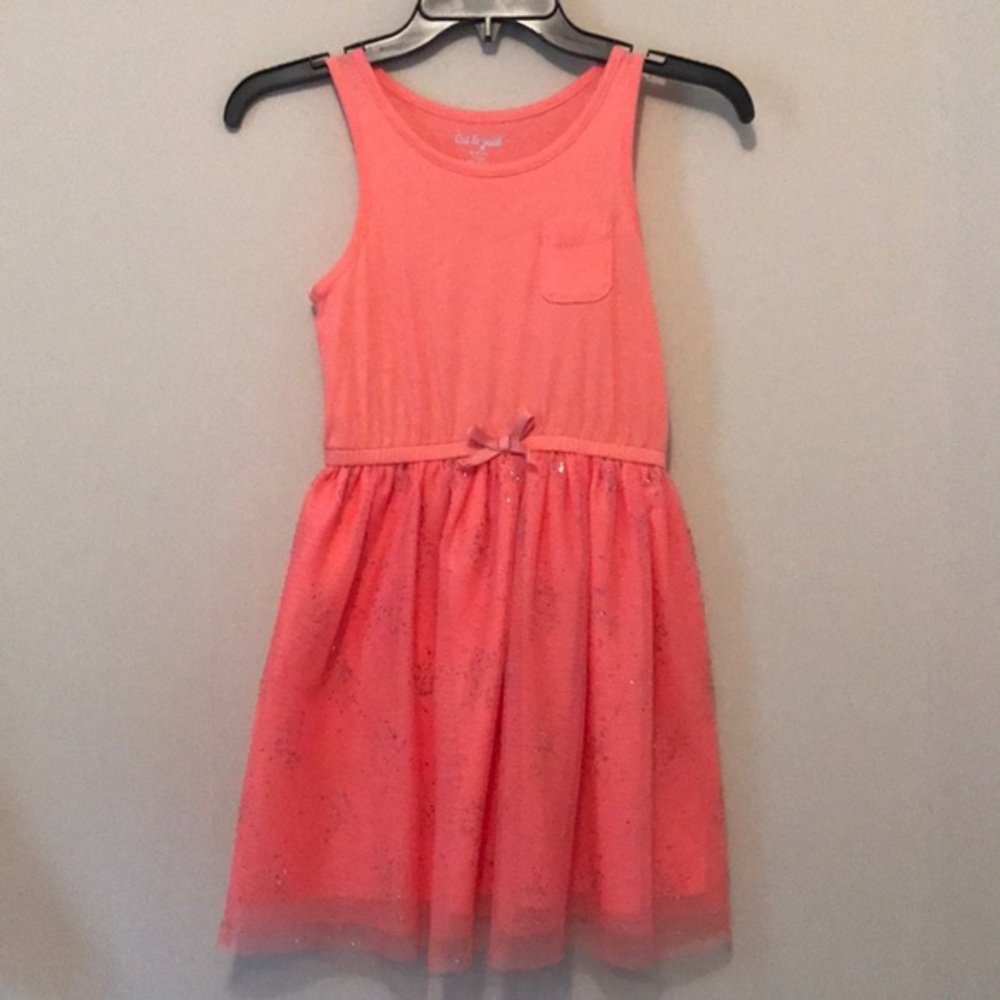 Cat & Jack Girls M(7/8) Peach Sheared Dress EUC